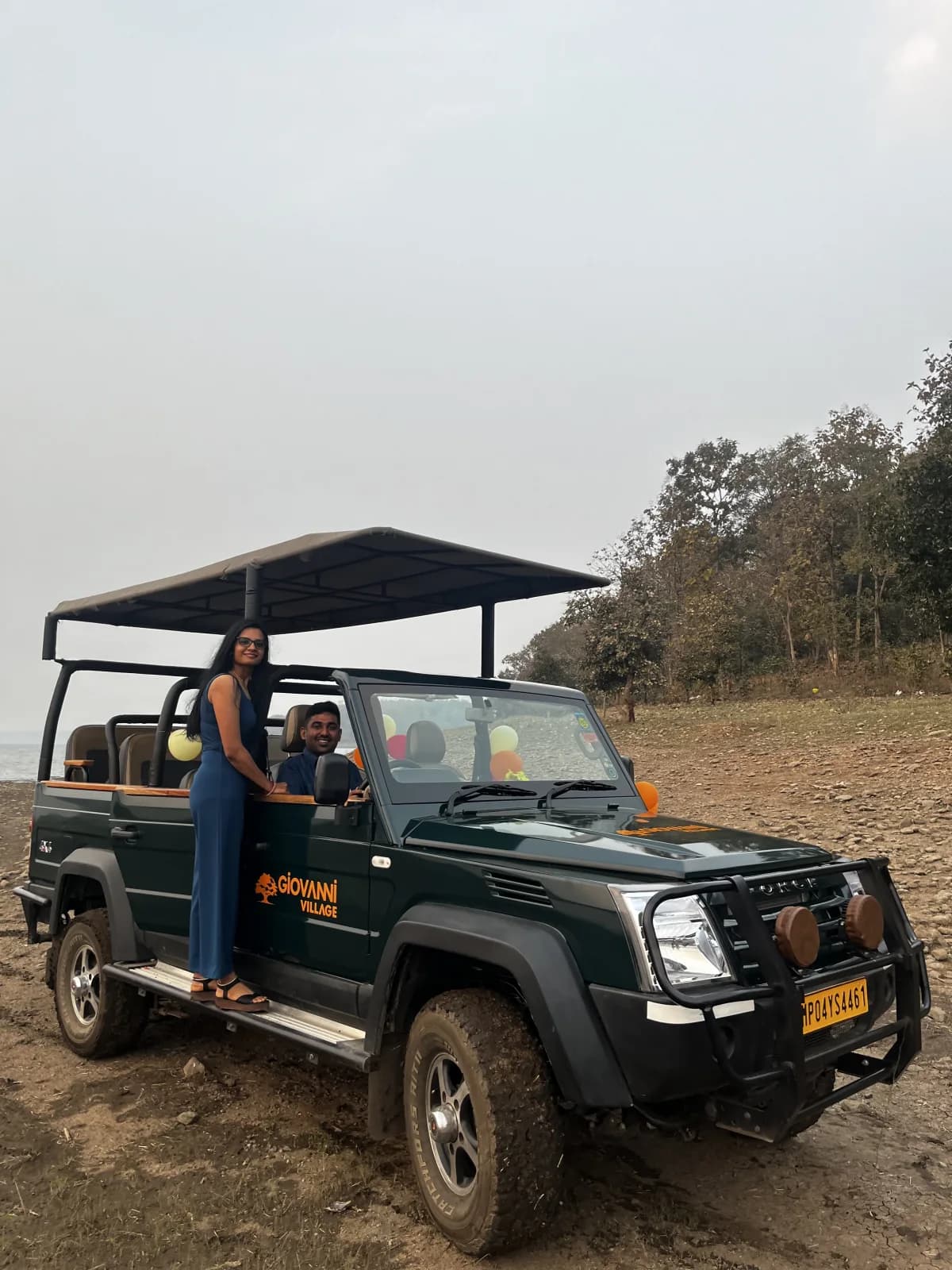 Guests on a Giovanni Village safari jeep at Ratapani